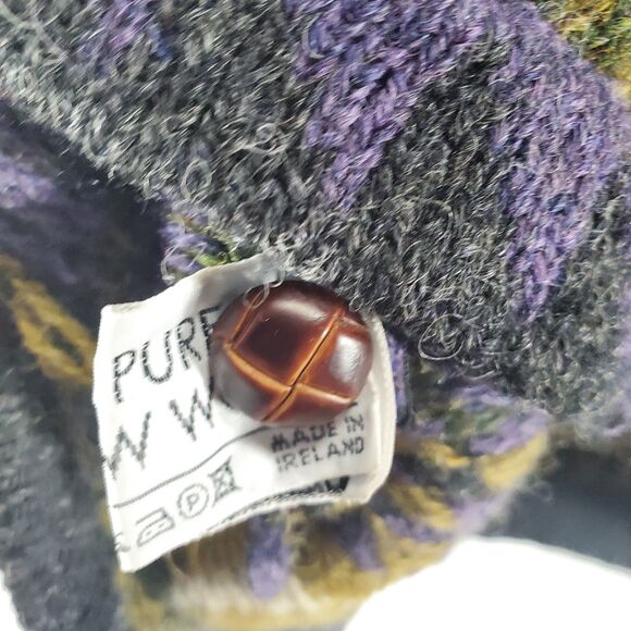 L Ireland Kolor Knits Wool Vest Sawtooth Vintage Button Cardigan Stripes Grandma - Picture 6 of 9